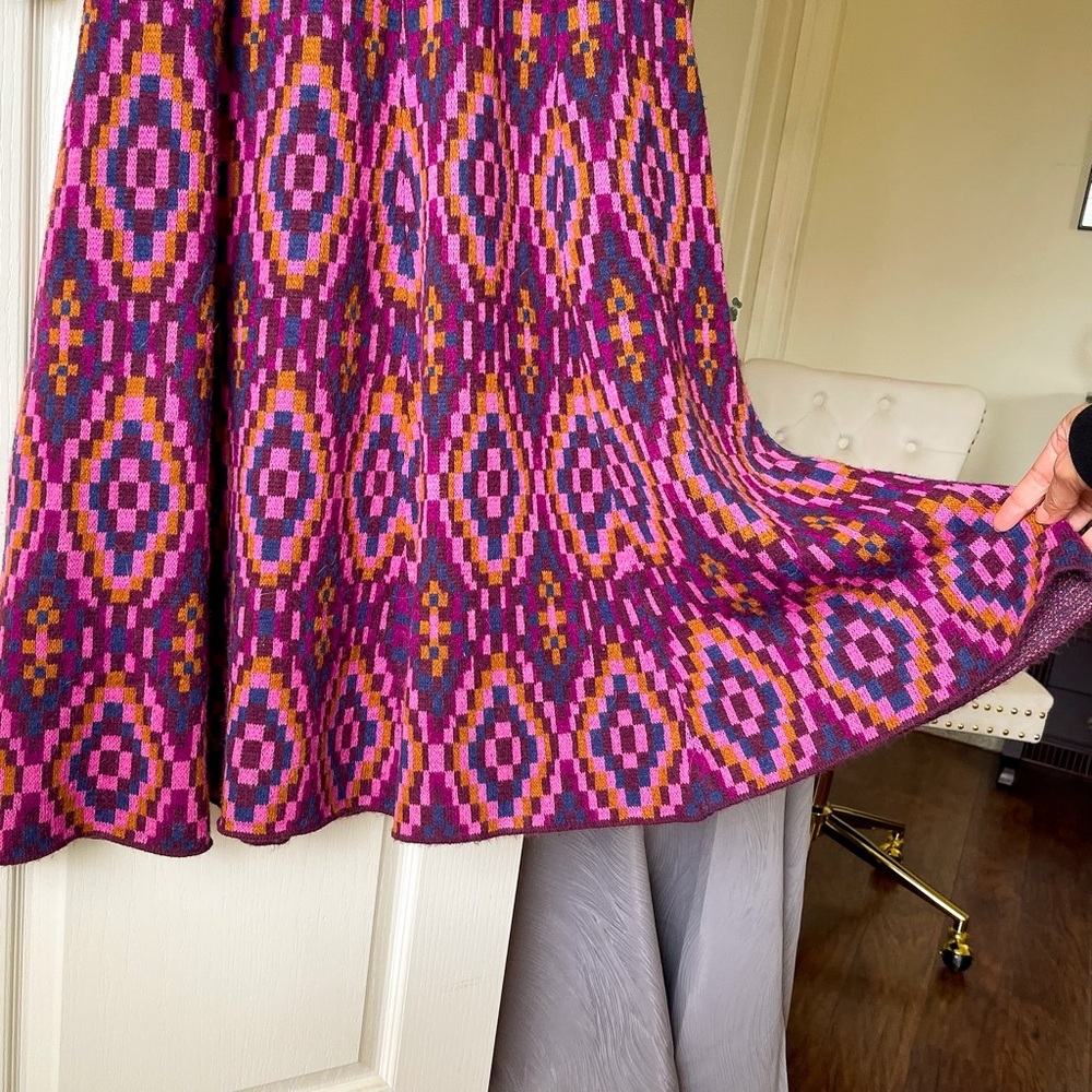 Farm Rio Tapestry Scarf Sweater Maxi Dress Knit Pink Multi Small‎ NWT - Picture 3 of 14